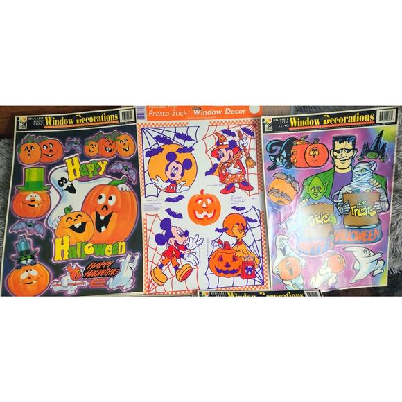 Vintage Halloween Color Clings Set Of 5 Sheets Including Mickey Window Stickers - Picture 4 of 4